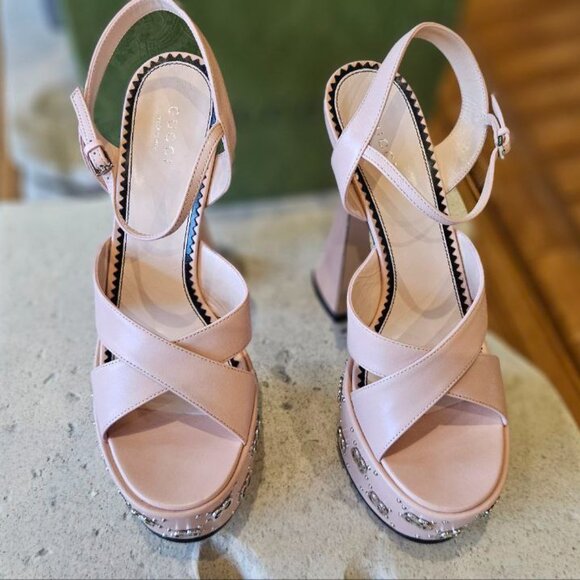 GUCCI Studded leather platform sandals size 38 - Picture 11 of 13